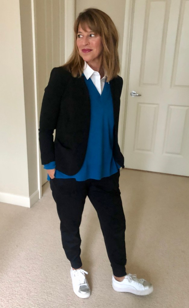  Boyfriend Blazer, Joggers and White Sneakers